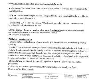 Typ: Pozemok pre rodinné domy Ulica: Hubice Obec: Hubice
Pon