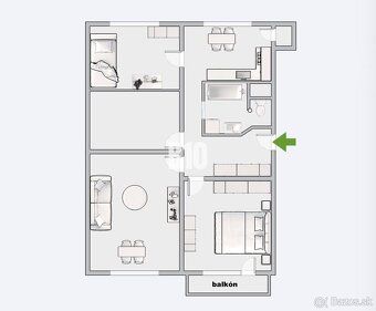 B10 Vám exkluzívne ponúka na predaj veľký 3 izbový byt s bal