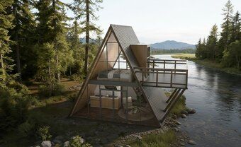 Prefabrikované domy typu A-Frame sú moderné modulárne oceľov