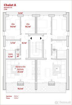 APARTMÁN A2 (2. NP) Apartmán má hlavnú obývaciu miestnosť s 
