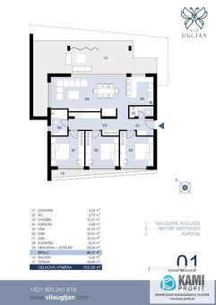 4 izbový apartmán s kompletným zariadením na ostrove Ugljan 