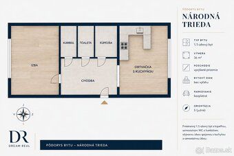Ponúkame na prenájom moderne zrekonštruovaný 1,5-izbový byt 