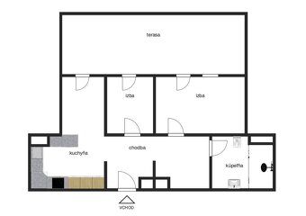 Ponúkame na predaj 2izb. byt s výmerou 56,10 m2 + 35 m2 tera