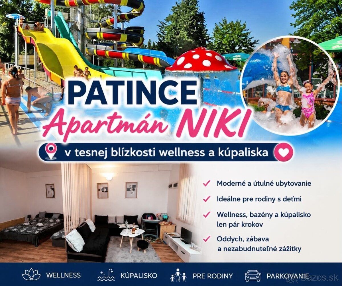 Apartmán Niki – Patince | pohodlné ubytovanie pre rodiny až 