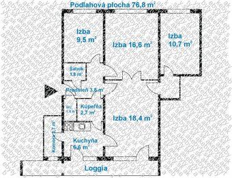 4-izbový byt s veľkým balkónom (lodžiou) na prenájom v Dúbra