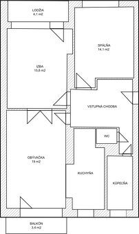Predáme 3-izbový byt 72 m2 nachádzajúci sa na 2./2 poschodí 