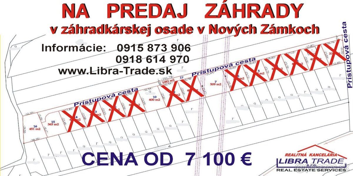 Ponúkame Vám na predaj pozemok, záhradu v Nových Zámkoch. Ro