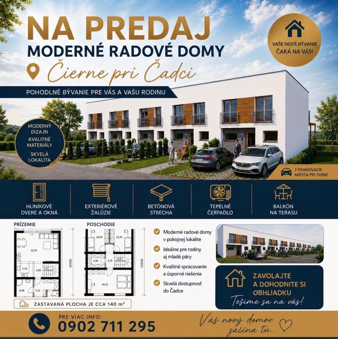 Ponúkame na predaj moderné radové domy vo výstavbe. LOKALITA