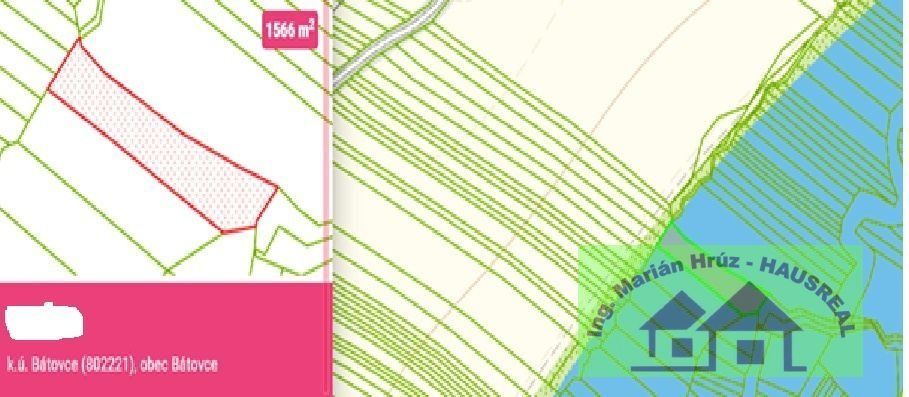 Pozemok v Bátovciach na priehrade parcela E 1566m2