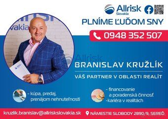 Predaj stavebných pozemkov v obci Šalgočka.
 Allrisk Slovaki
