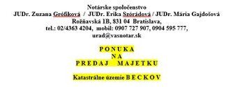 Predám les - lesný pozemok v katastri obce Beckov. P.č. 3557