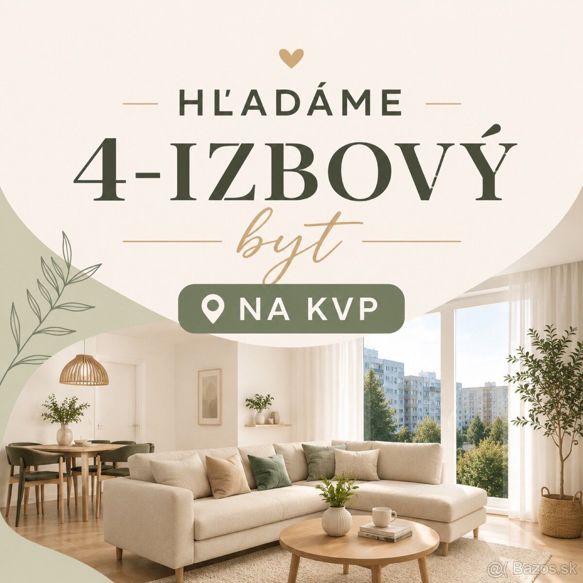 Hľadáme 4-izbový byt na KVP
Mladá rodina hľadá na kúpu 4-izb