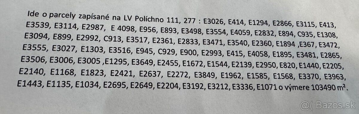 Ponúkam na predaj pozemky, ktoré sú v katastri evidované ako