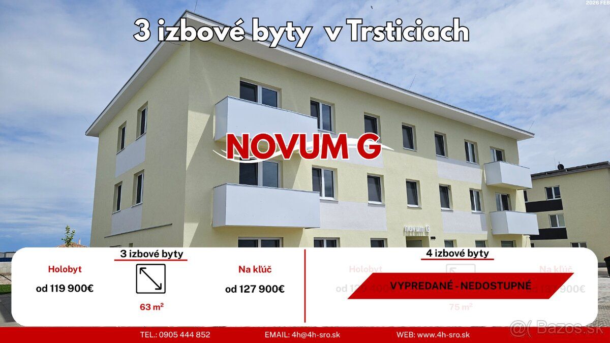 Ponúkame priestranné 3 a 4-izbové byty v bytovom dome NOVUM 
