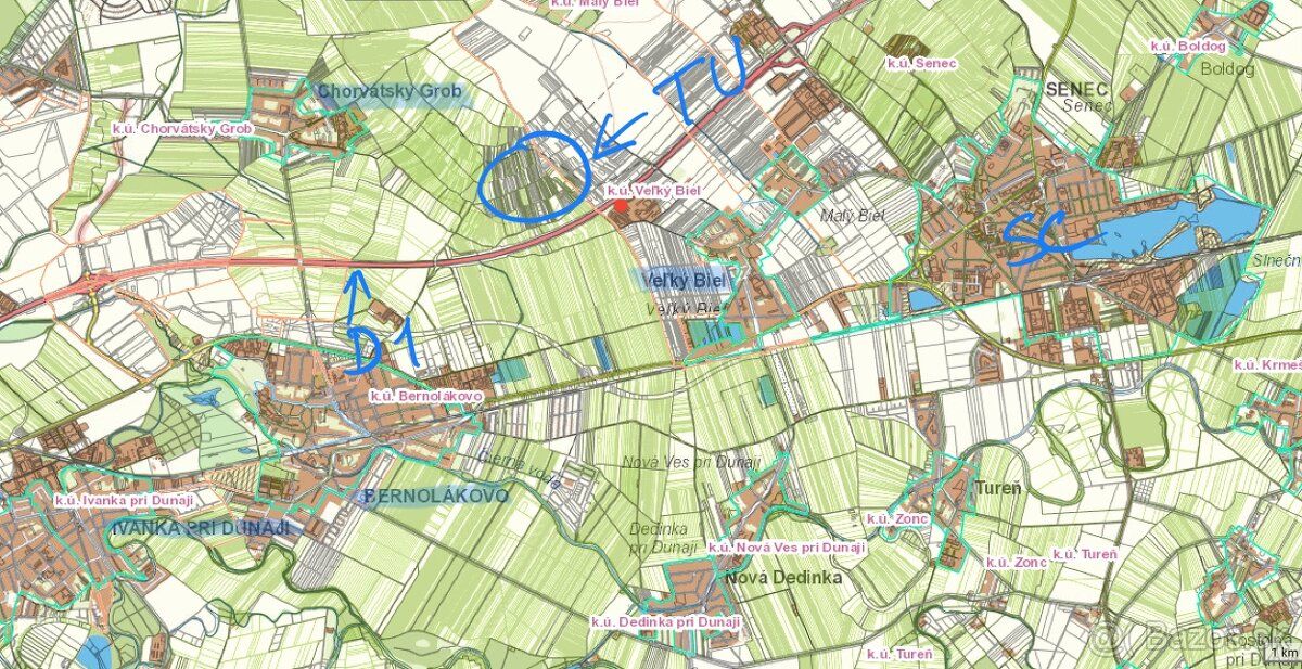 Predám pekný 22 árový (2205 m2) pozemok s vinohradom pri Veľ