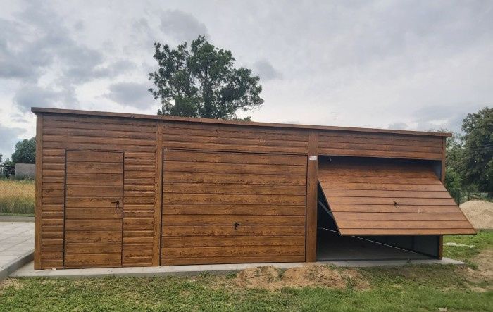 Predám garáž 8 x 6 farba zlatý dub Sklon strechy dozadu Šírk