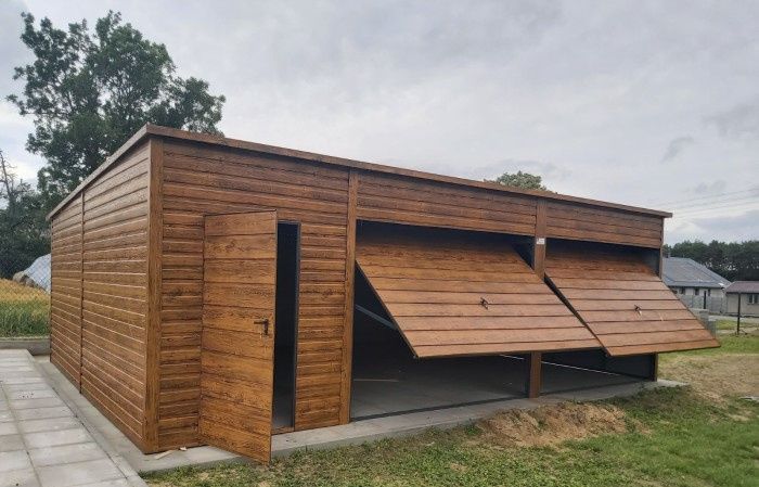 Predám garáž 8 x 6 farba zlatý dub Sklon strechy dozadu Šírk