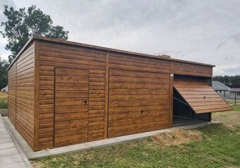 Predám garáž 8 x 6 farba zlatý dub Sklon strechy dozadu Šírk