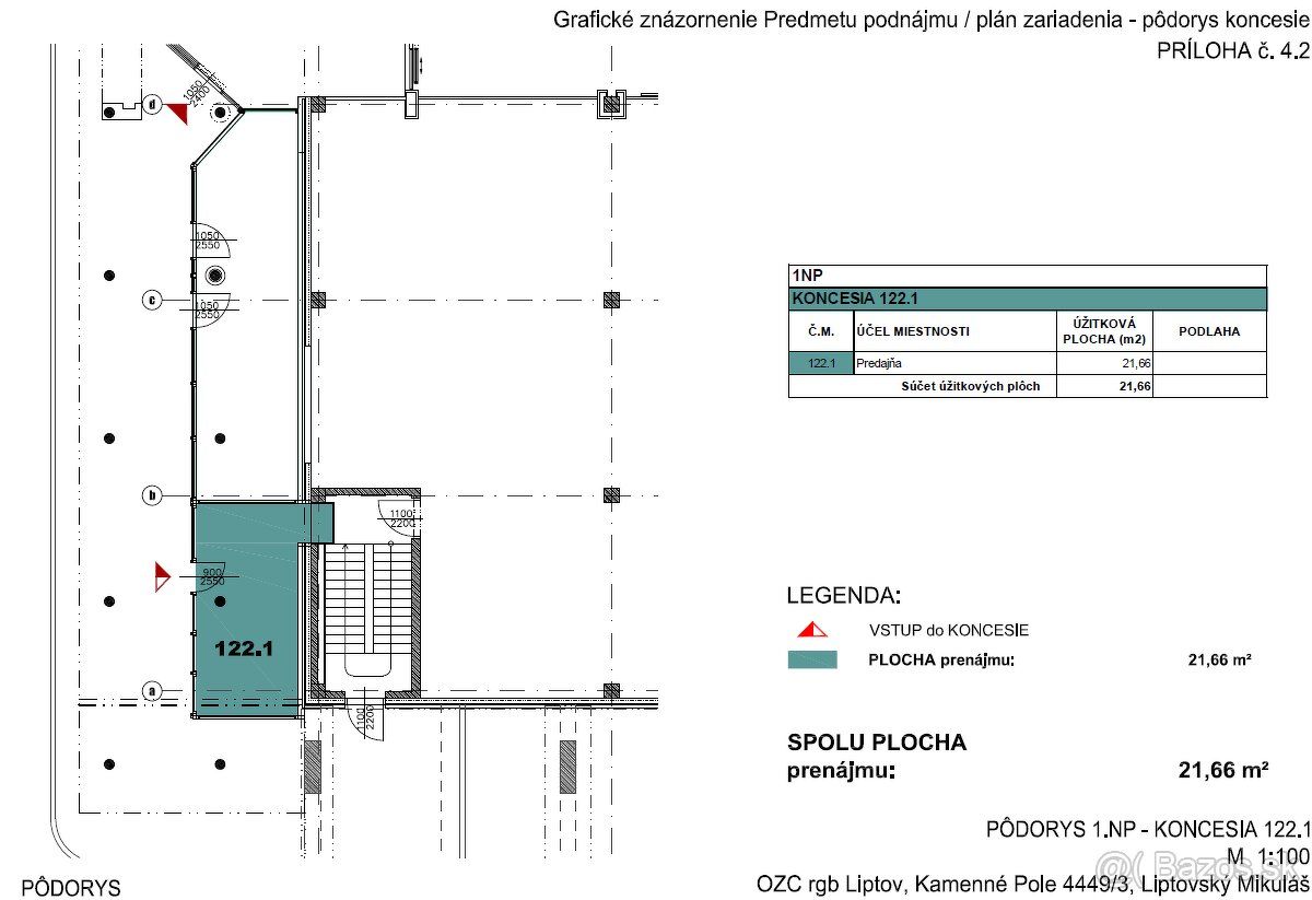 Prenajmem vonkajsi obchodny priestor o velkosti 21m2 priamo 