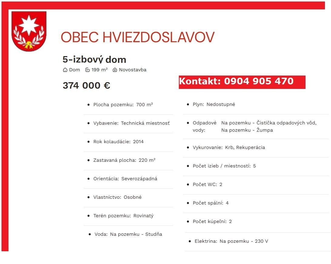 Na predaj: - v Hviezdoslavove - krásna novostavba na veľkom 