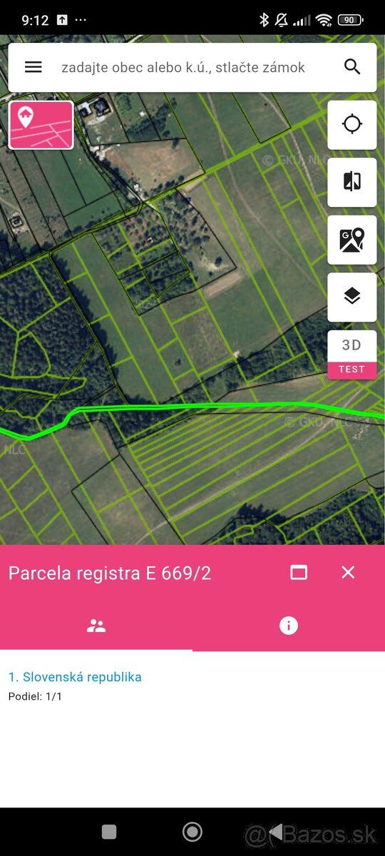 Poľnohospodárska pôda Udiča 6,5€/m²+dohoda. Tesne pod ňu ved