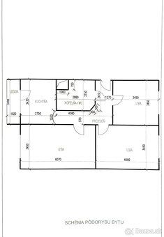 VÝMERA BYTU 72,74 m2, plus loggia 3,79 m2, plus pivnica 3,72