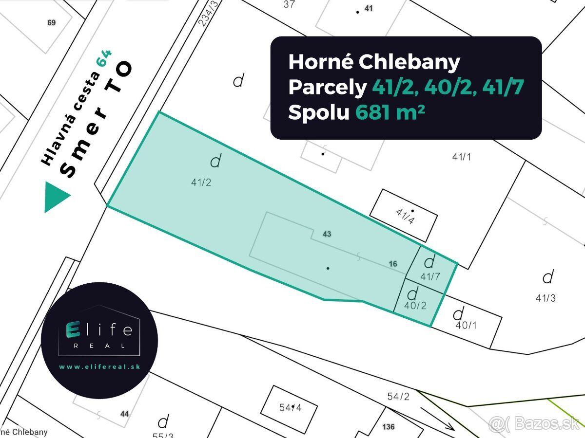 Stavebný pozemok 681 m² – Horné Chlebany | hlavný ťah Topoľč