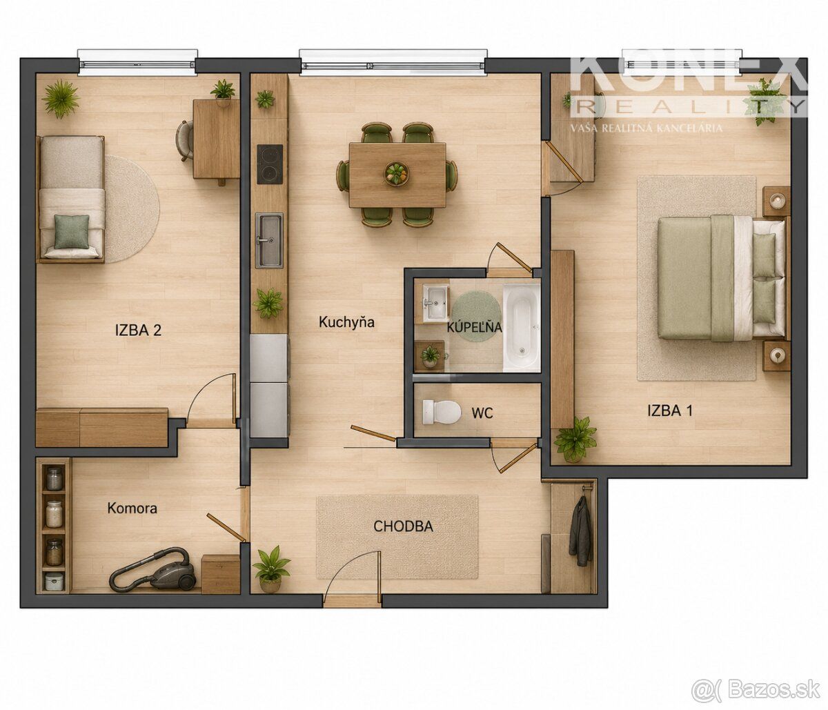 ID:4207 Ponúkame na predaj 2-izbový byt s výmerou 56 m², nac