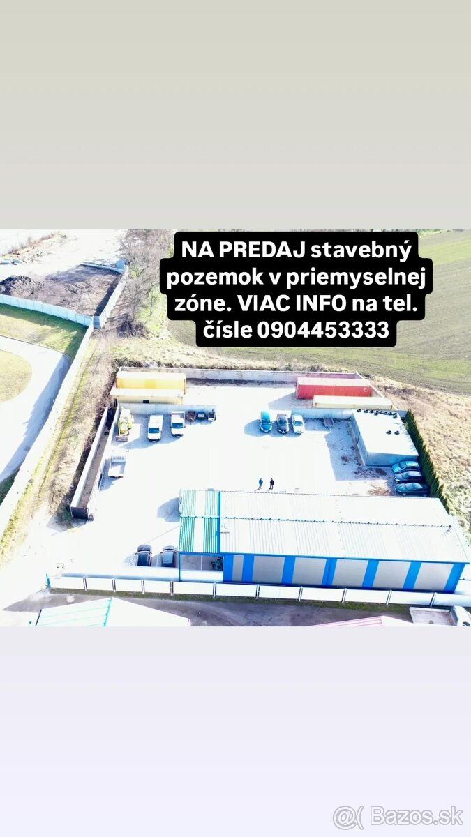 Stavebný pozemok v priemyselnej zóne v Holíči.Viac info na t