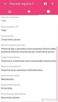 Predám dva pozemky v katastrálnom území obce Súľov Hradná vo