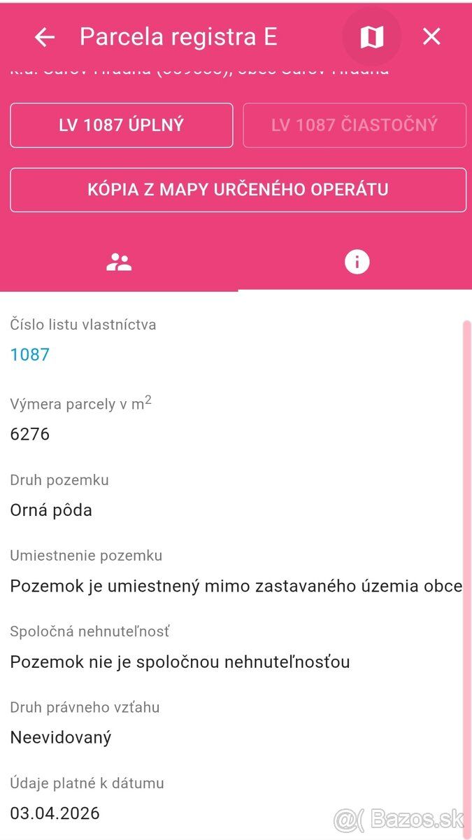Predám dva pozemky v katastrálnom území obce Súľov Hradná vo