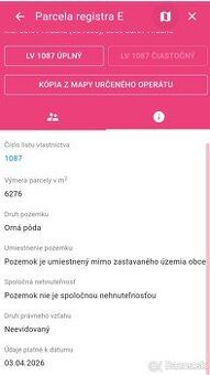 Predám dva pozemky v katastrálnom území obce Súľov Hradná vo