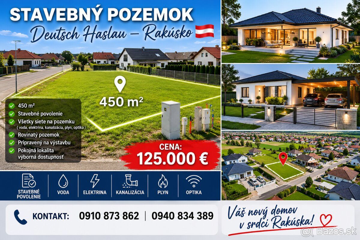 Ponúkame na predaj atraktívny stavebný pozemok v obci Deutsc