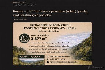 🌲 Na predaj: Urbárske spoluvlastnícke podiely – Košeca (3 87