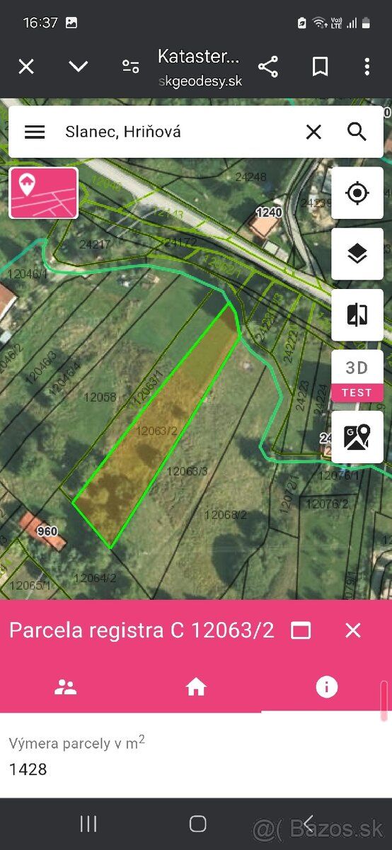 Predám pozemok blízko lyžiarskeho strediska. Hriňová-Slanec.