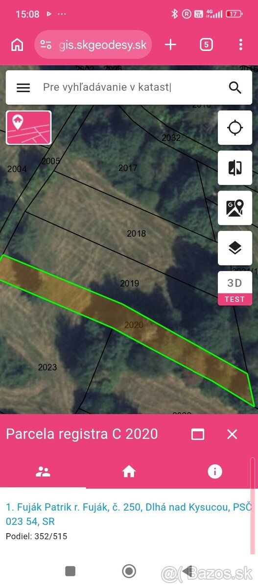 Dva rekreačne pozemky 890m2+515m2 cena spolu 19500 Využitie 