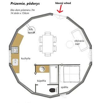 Predám moderný EKO-DOM priemeru 8,4m - 55,4 m2 úžitková /vnú