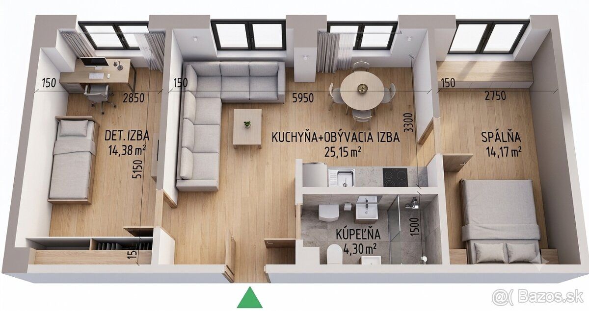 Ponúkam na prenájom 3 izbový byt s výmerou 58 m2. Byt pozost