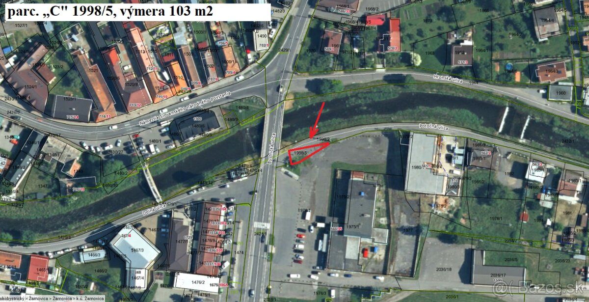 Predám stavebný pozemok v meste Žarnovica – centrum. Výmera 