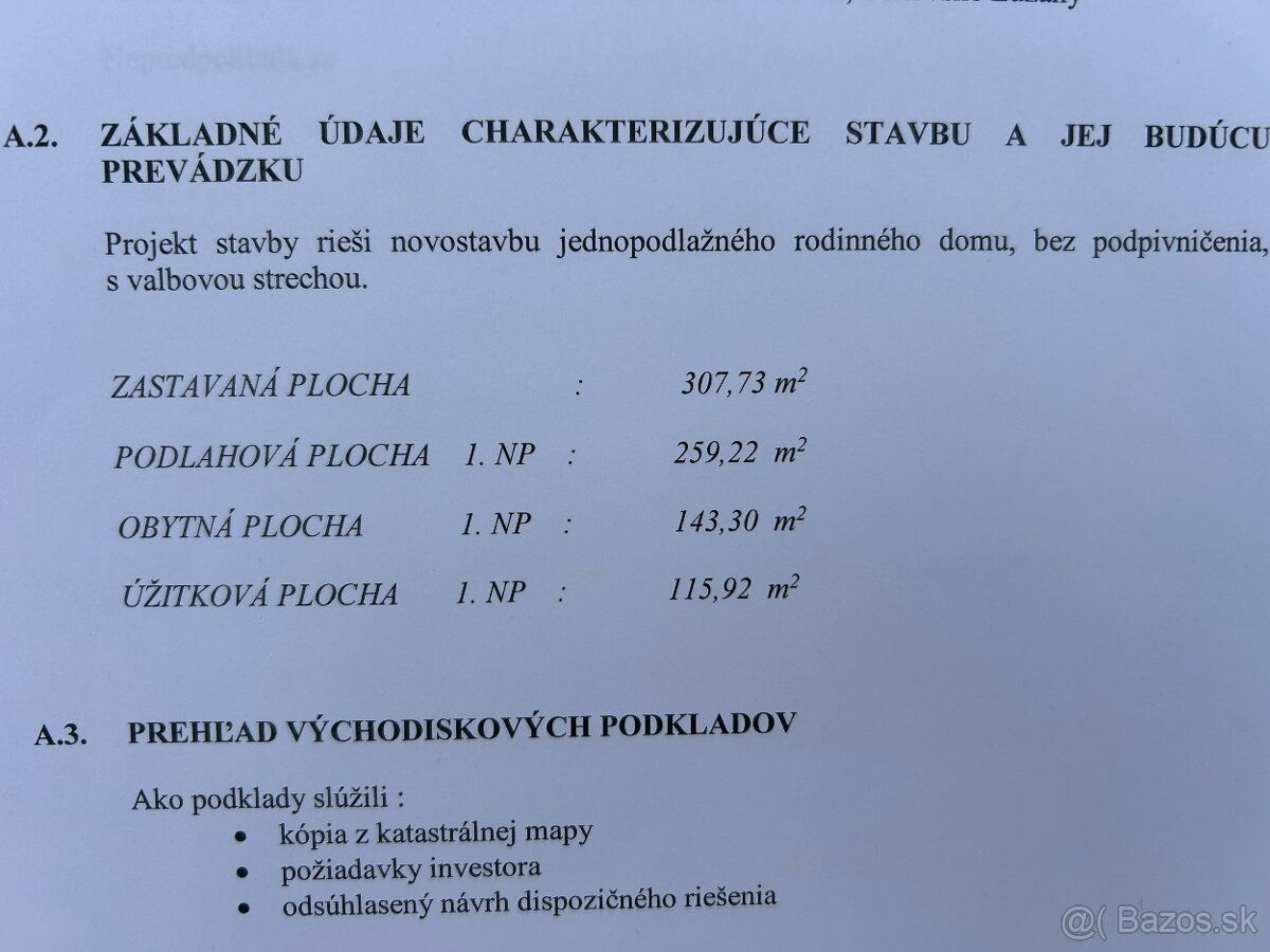 Na predaj kompletná projektová dokumentácia na moderný jedno