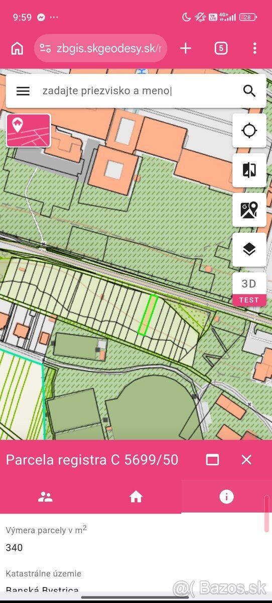 Predám záhradu pod cestou Tajovskeho v BB rozloha 340m².Zahr