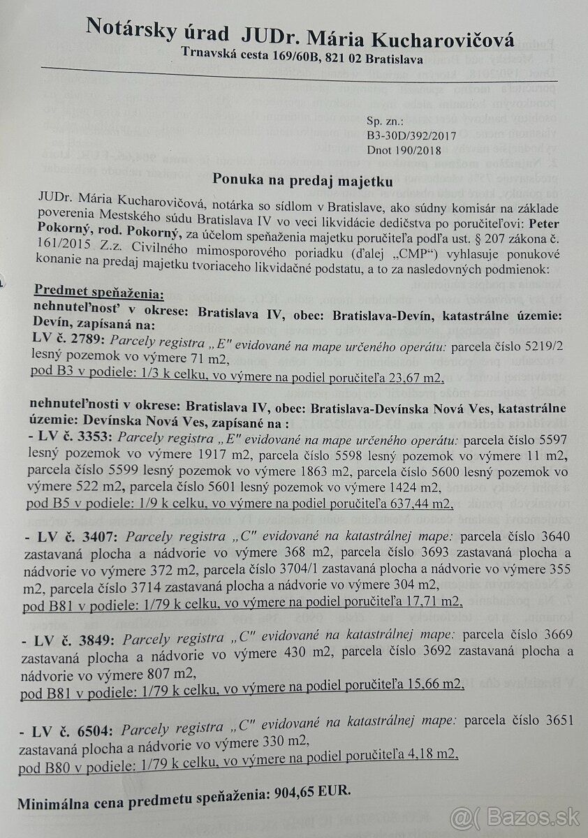 Predám v rámci likvidácie dedičstva nehnuteľnosti: nehnuteľn
