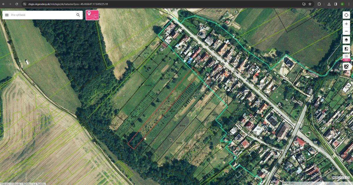 Predám ornú pôdu v intraviláne obce Tepličky - záhrada. Vlas