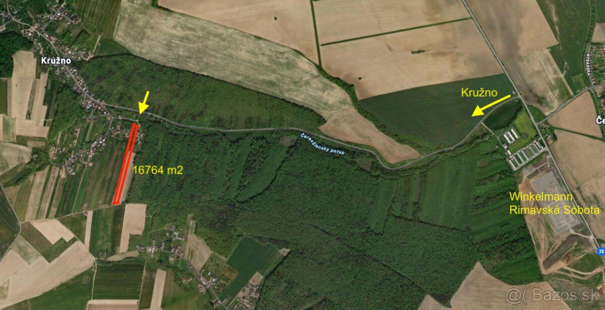 Na predaj pozemok v celku 16764m2 v obci Kružno (okr. Rimavs