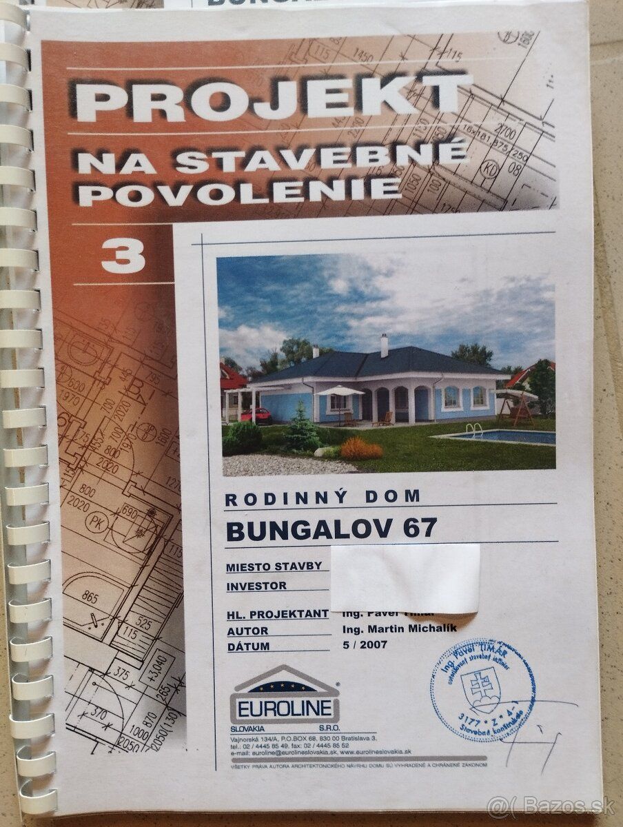 Predám katalógový stavebný projekt P.C.500€.