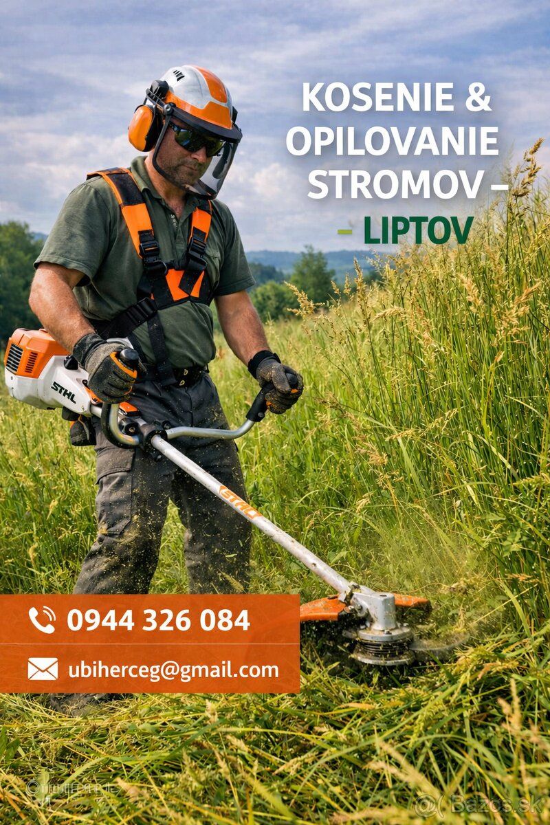 Kosenie trávnikov, čistenie pozemkov, orezávanie stromov – L