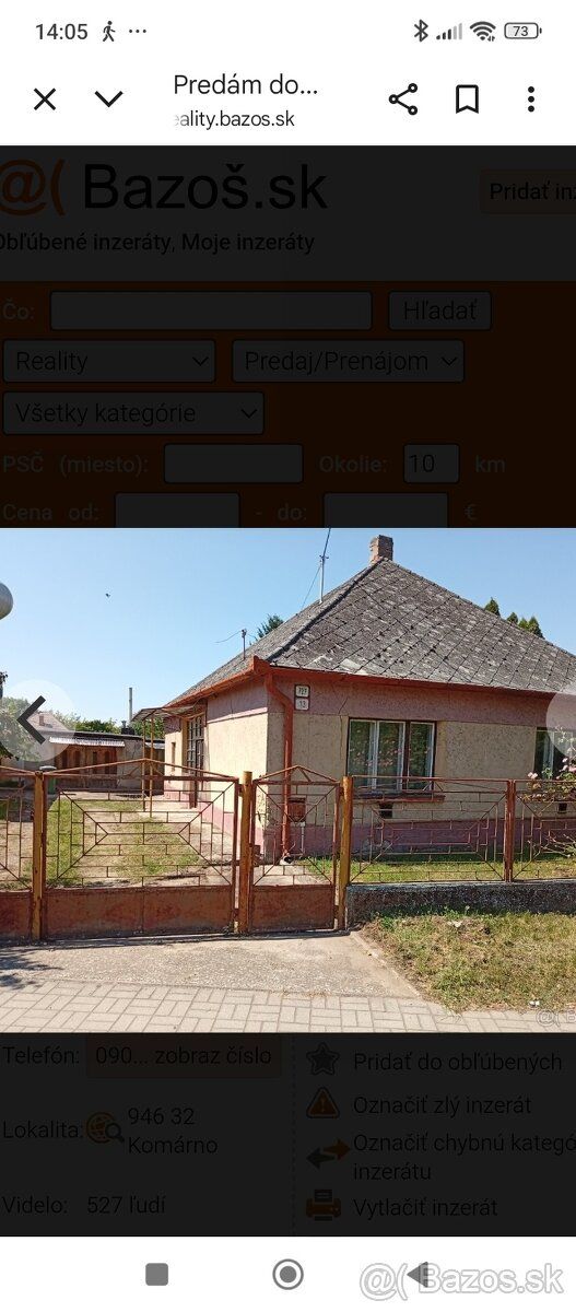 Predám rodinný dom . Nutná rekonštrukcia Viac info : 0905989