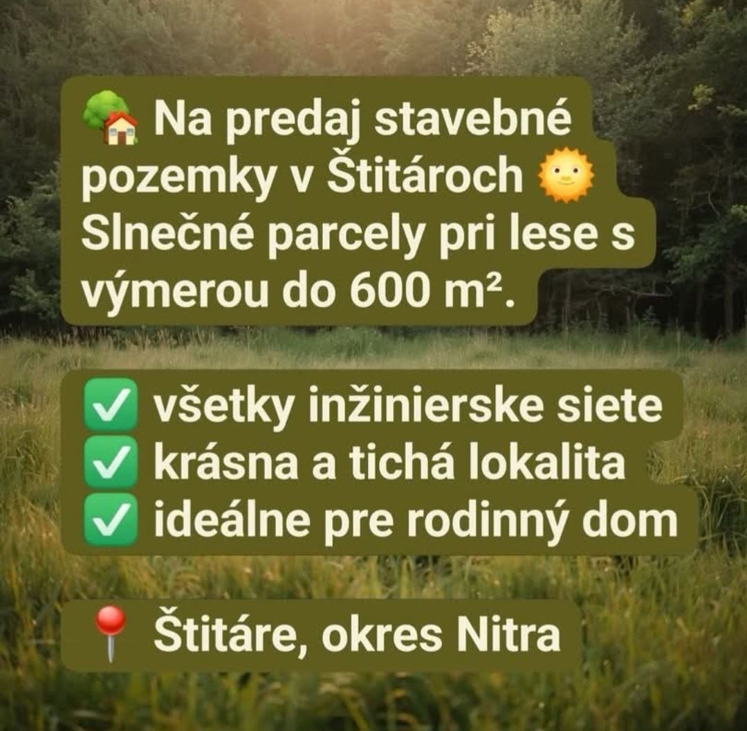 Ponúkame na predaj krásne pozemky s rozlohou do 600 m², nach