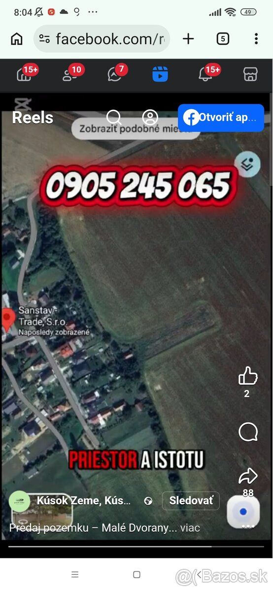 Predám pozemok v obci Malé Dvorany(okr. Topoľčany),činná ele
