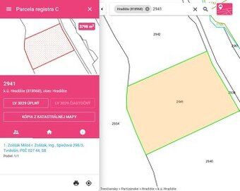 Hradište, okr. Partizánske 3798m² a 10680m²,9eu/m²,nádherný 